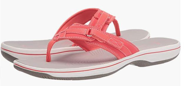 Footwear Women Clarks Flip Flop Breeze Sea Coral