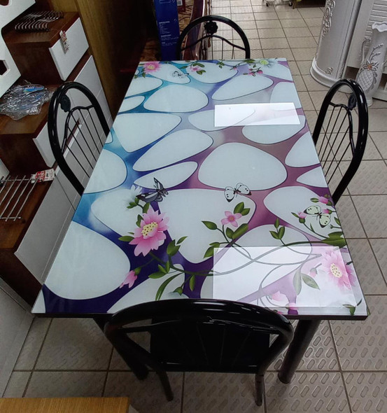 GLASS DINING TABLE A31-673 WITH 4 CHAIR SET