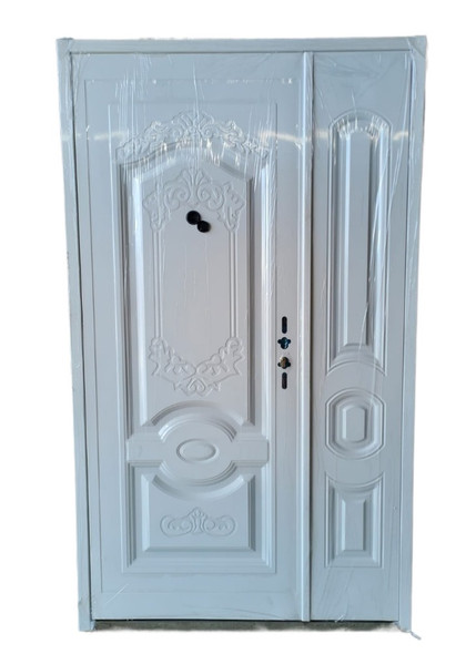 DOOR METAL WHITE WITH 1-SOLID SIDE PANEL 2050X1200X50 ZYH-G101-W