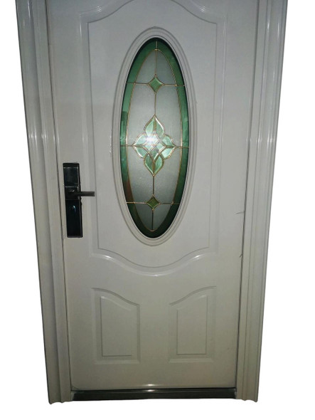 DOOR METAL SINGLE WHITE OVAL GLASS 2050X960X50MM G007-W-1