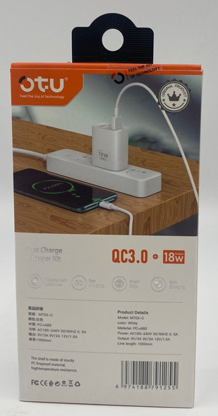 CHARGER CABLE USB OTU MT02-C TYPE-C 18W QC3.0 FAST CHARGER