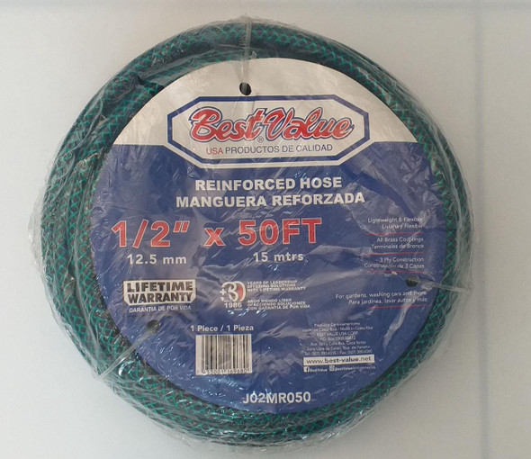 HOSE 1/2" X 50FT BEST VALUE GREEN REINFORCED ROLL #J02MR050 MEDIUM DUTY