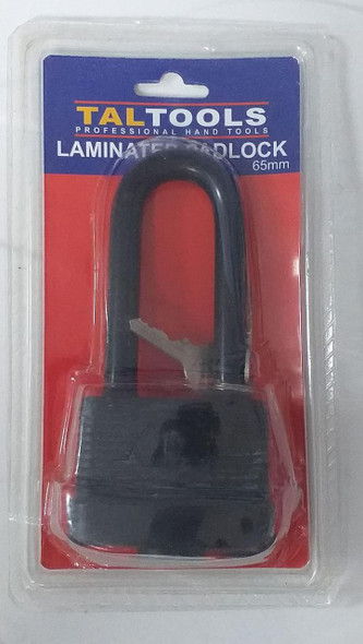 PADLOCK 65MM TALTOOLS LONG SHACKLE LAMINATED