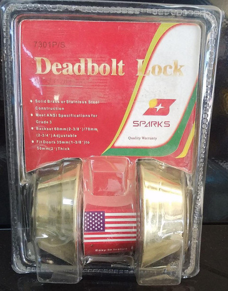 LOCK DEADBOLT DOUBLE SPARKS GOLD 7301P/S