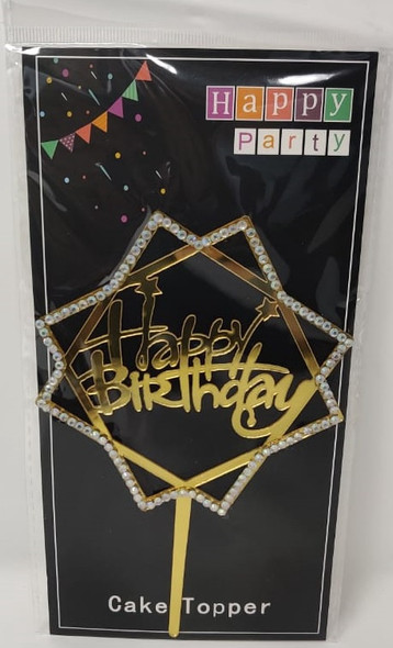 PARTY CAKE TOPPER HAPPY BIRTHDAY IN TWO SQURES QA18