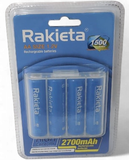 BATTERY RAKIETA RECHARGEABLE AA BLUE 2700MAH 1.2V 4PCS PACK