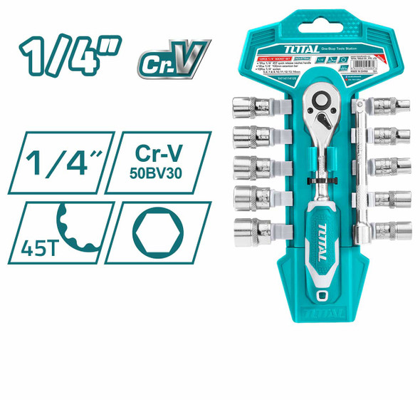 SOCKET SET 12PCS TOTAL THT14114126 1/4"