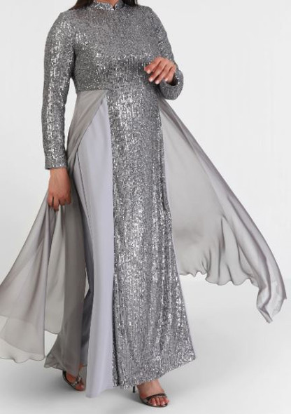 Dress Evening Silver Grey Plus Size