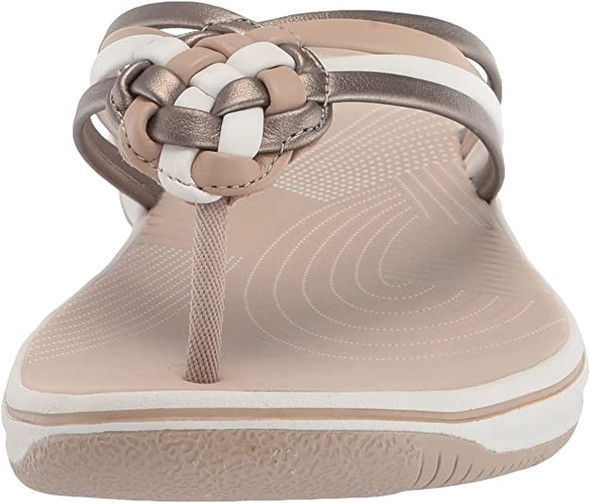 Footwear Women Clarks Breeze Coral Flip-Flop Metallic
