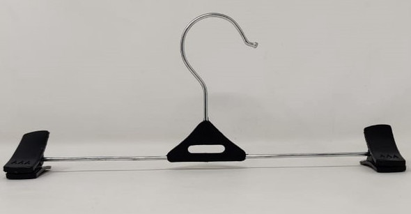 HANGERS CLOTHES 10PCS BLACK & SILVER WITH CLIPS