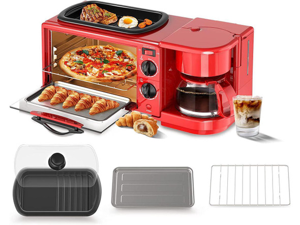 BREAKFAST STATION 3IN1 MULTIFUNCTION DECAKILA KUEV003R COFFEE MAKER TOASTER GRIDDLE