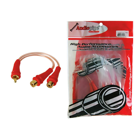 LEAD 1 RCA MALE TO 2 RCA FEMALE 6" BMS-G-YM-2F Y TYPE SPLITTER AUDIO PIPE