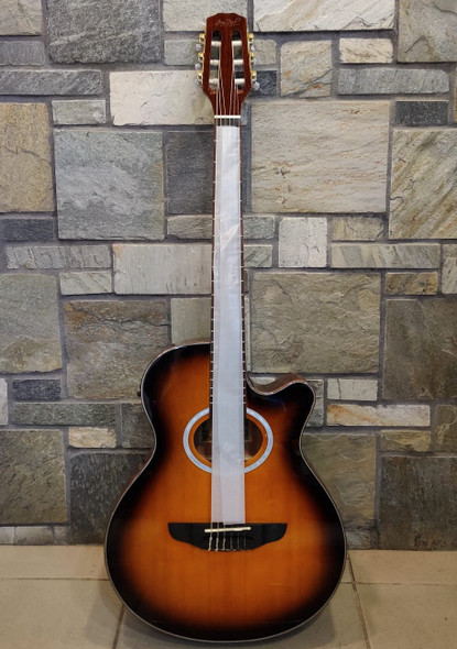 GUITAR JEAN PAUL JPCX50CET-YB GLOSSY YELLOW BURST 39" ACOUSTIC ELECTRIC CUTAWAY NYLON STRINGS