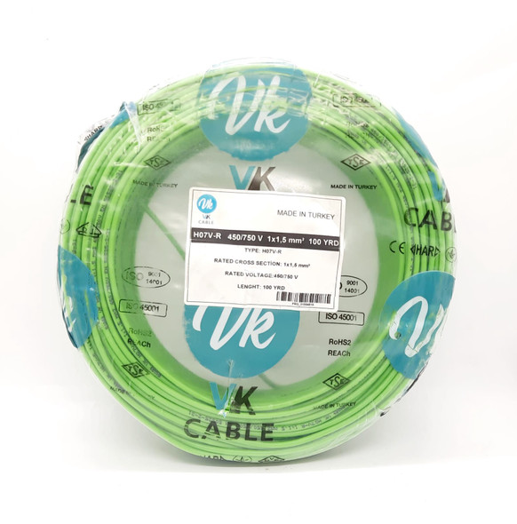 CABLE 1.5MM 1C TURKEY VK YELLOW/GREEN ROLL CABLE 1.5MM 1C TURKEY VK YELLOW/GREEN ROLL