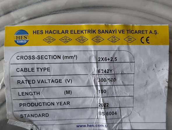 CABLE 6MM 2C FLAT WITH EARTH TURKEY YARD