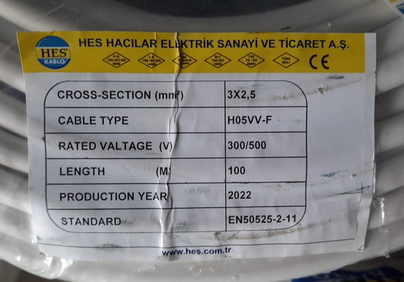 CABLE 1.5MM 3C ROUND FLEX HES PER YARD CABLE 1.5MM 3C ROUND FLEX HES PER YARD