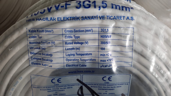 CABLE 1.5MM 2C ROUND FLEX HES TURKEY YARD