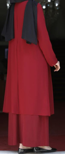 Gown Abaya Burgandy Stone