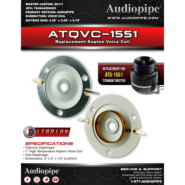 TWEETER COIL ATQVC-1551 ATQVC-1575 AUDIO PIPE FOR ATQ-1551 ATQ-1575