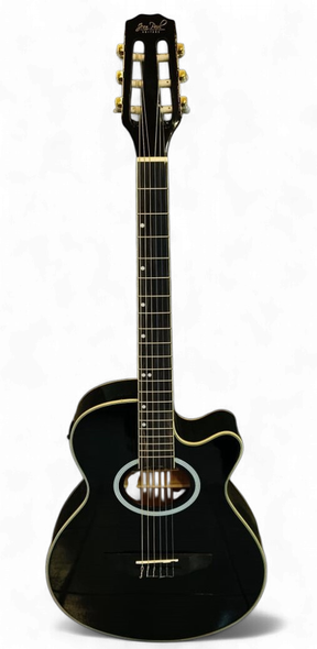 GUITAR JEAN PAUL JPCX50CET-B GLOSSY BLACK 39" ACOUSTIC ELECTRIC CUTAWAY NYLON STRINGS