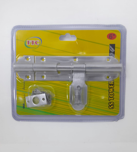 TOWER BOLT 6" STAINLESS STEEL FTC PADLOCK TYPE