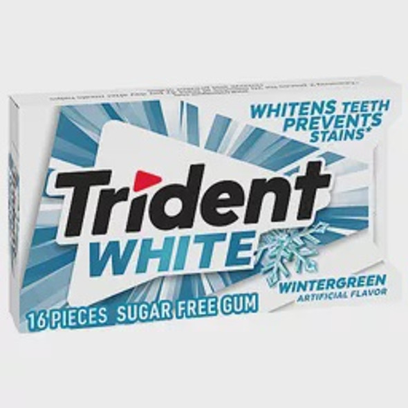 TRIDENT WHITE WINTERGREEN FLAVOR GUM SUGAR FREE 16-PIECES