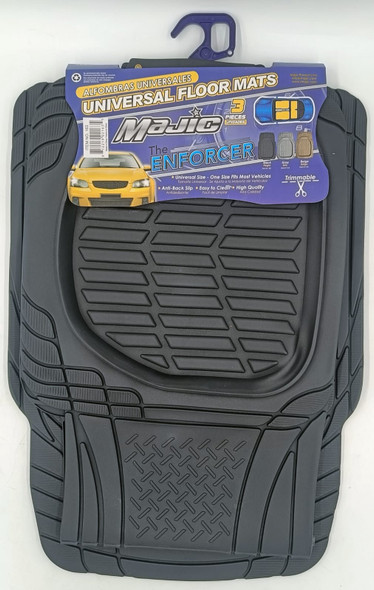 CAR MAT UNIVERSAL MAJIC 163 THE ENFORCER 3PCS RUBBER BLACK 5-SEATERS +