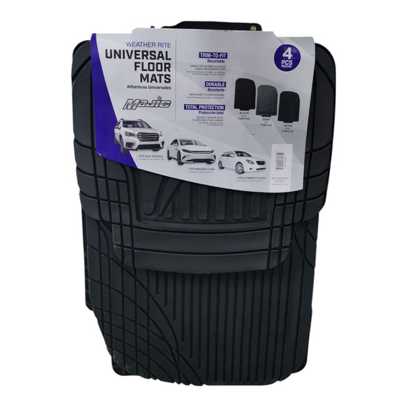 CAR MAT UNIVERSAL MAJIC 123 WEATHER RITE 4PCS RUBBER BLACK 4-SEATERS +