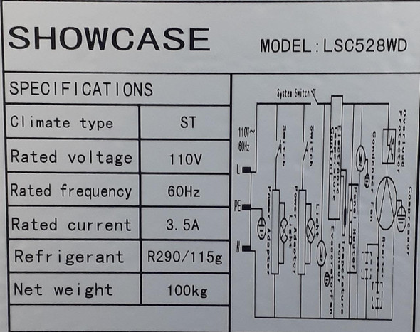 COOLER DISPLAY PLATIUM LSC528WD