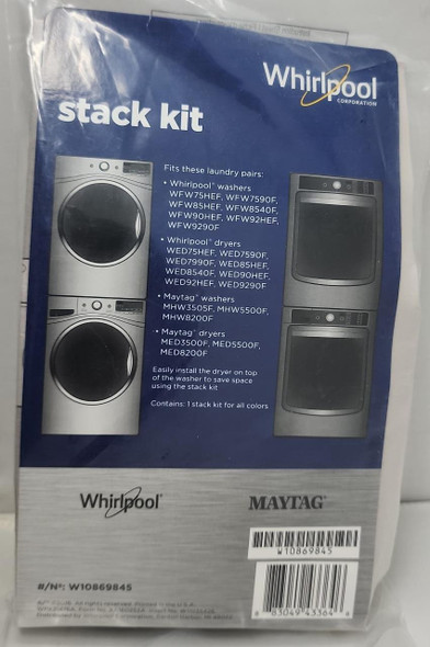 WASHING MACHINE AND DRYER LAUNDRY STACKING KIT W10869845 FOR WHIRLPOOL