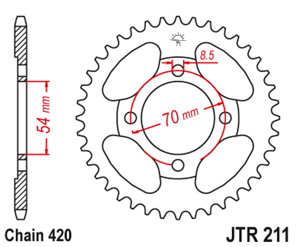 M/CYCLE SPROCKET JT JTR211.36 REAR PITCH 420 JL70 257-36