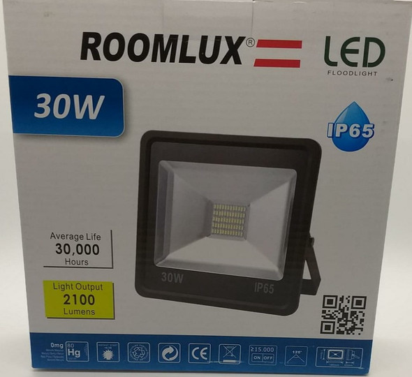 LAMP LED FLOOD 30W ROOMLUX B43770 / B43780 IP65 BLACK 6500K 100-240V