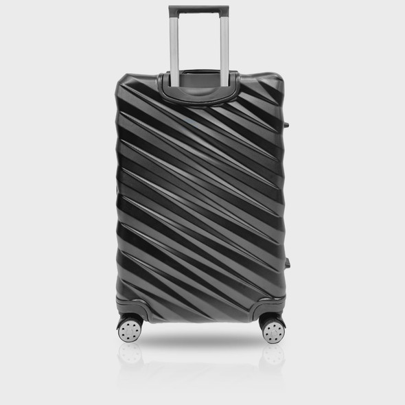 LUGGAGE SUITCASE TUCCI Italy LARGE 28" STORTO T0324-28IN-BLK ABS HARD COVER 4 WHEEL SPINNER BLACK