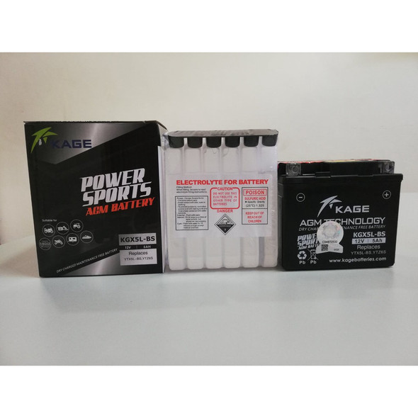 M/CYCLE BATTERY KAGE KGX5L-BS YTX5L-BS YTZ6S WITH ACID 12V 5AH
