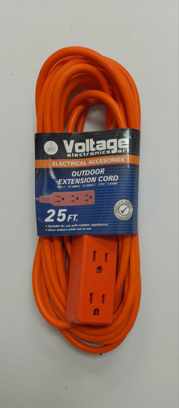 EXTENSION CORD OUTDOOR 25FT VOLTAGE ORANGE 25FT/W/S