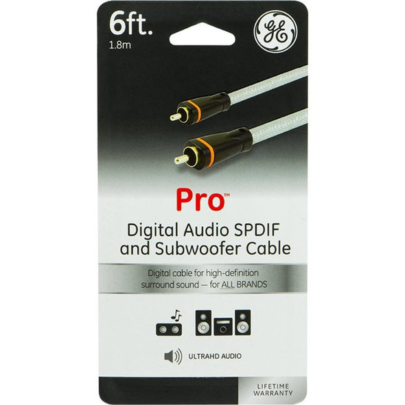 LEAD 1 RCA TO 1 RCA SUBWOOFER PRO GE 33535 6FT DIGITAL AUDIO SPDIF