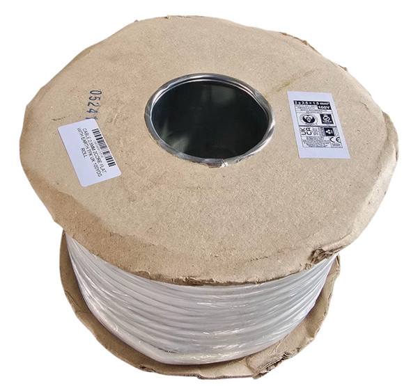 CABLE 2.5MM 2CORE FLAT WITH EARTH UKAS 100YDS ROLL