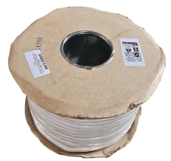 CABLE 2.5MM 2CORE FLAT WITH EARTH UKAS 100YDS ROLL
