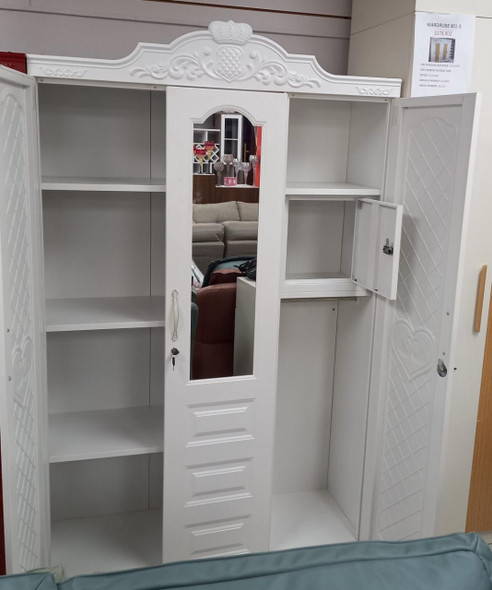 WARDROBE TRIPPLE METAL WITH MIRROR YL-6603-8 WHITE