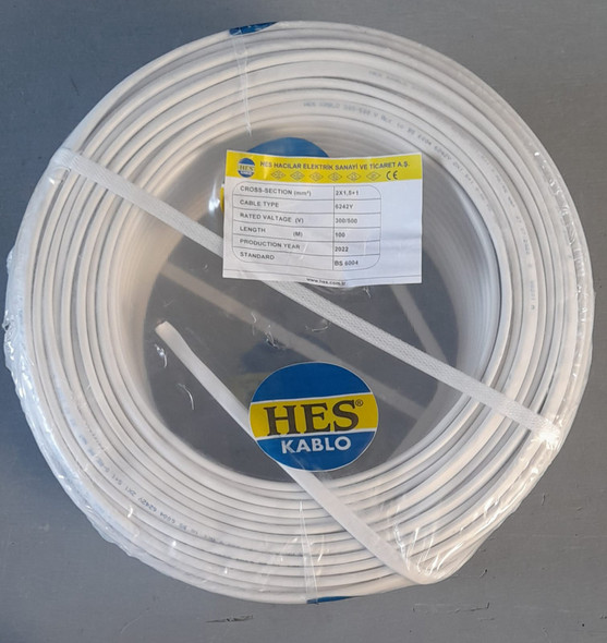 CABLE 1.5MM 2CORE FLAT WITH EARTH HES TURKEY 100M ROLL