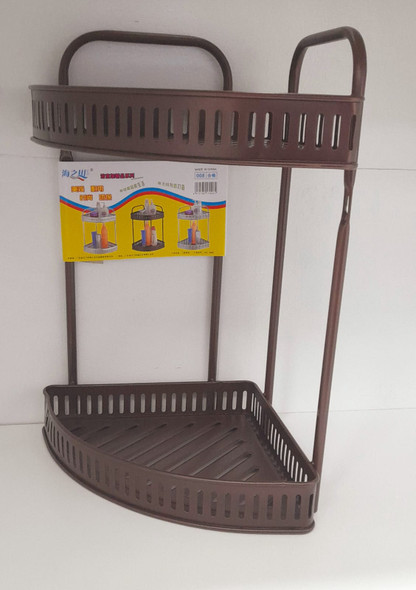 SHOWER CADDY 2 SHELF CORNER BROWN 008