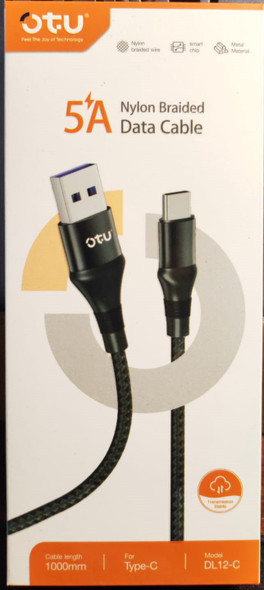 CHARGER CABLE USB OTU DL12-C 1M TYPE C 5A DATA CABLE NYLON BRAIDED