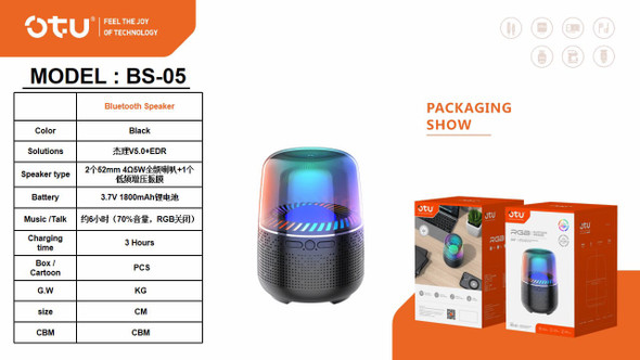 MUSIC BOX BLUETOOTH OTU BS-05 BT RGB SPEAKER PORTABLE COLORFUL