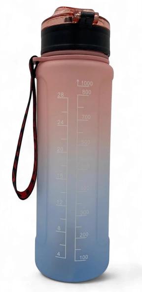 WATER BOTTLE 2259 TWO TONE PLASTIC 1000ML 7.5 X 26.5CM LARGE / Blue Cap / Blue Cap / Blue Cap