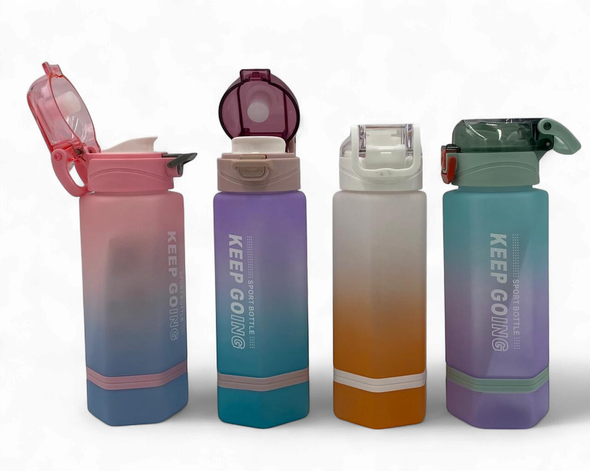WATER BOTTLE 6662P TWO TONE PLASTIC 800ML 8 X 22.8CM LARGE / Green Cap