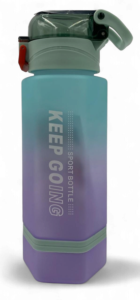 WATER BOTTLE 6662P TWO TONE PLASTIC 800ML 8 X 22.8CM LARGE / Green Cap