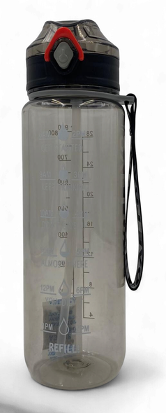WATER BOTTLE 2253 CLEAR PLASTIC 900ML 7 X 25.3CM LARGE