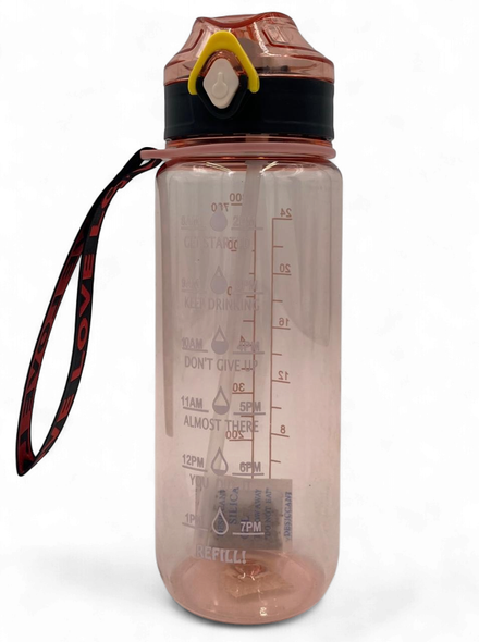 WATER BOTTLE 2252 CLEAR PLASTIC 800ML 7 X 23.2CM LARGE / White / Black / White / Pink