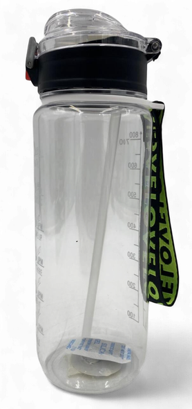 WATER BOTTLE 2252 CLEAR PLASTIC 800ML 7 X 23.2CM LARGE / White / Black / White / Pink
