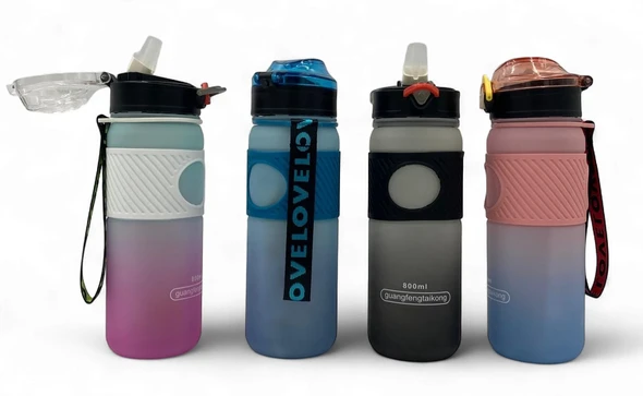 WATER BOTTLE 2237P TWO TONE PLASTIC 800ML 6.5 X 23.6CM LARGE / Blue Cap